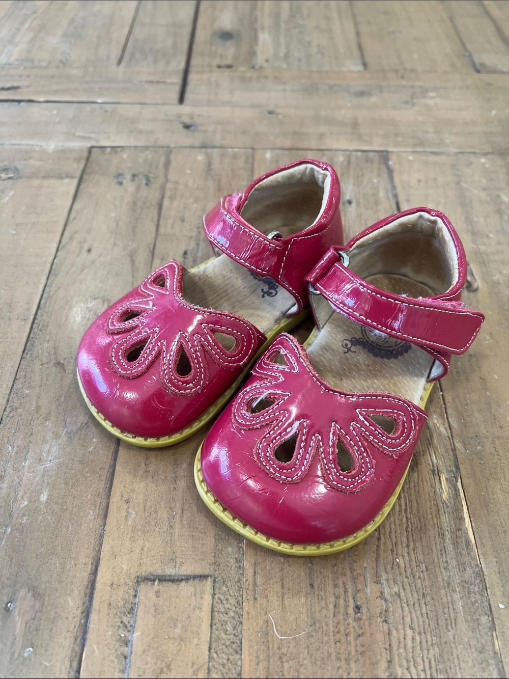 Livie & Luca petal fuchsia patent leather flower cutout Mary Jane shoes 5
